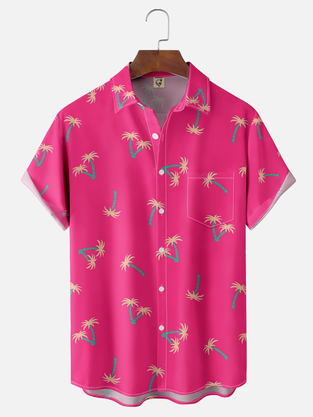 Moisture-wicking Palm Tree Chest Pocket Hawaiian Shirt