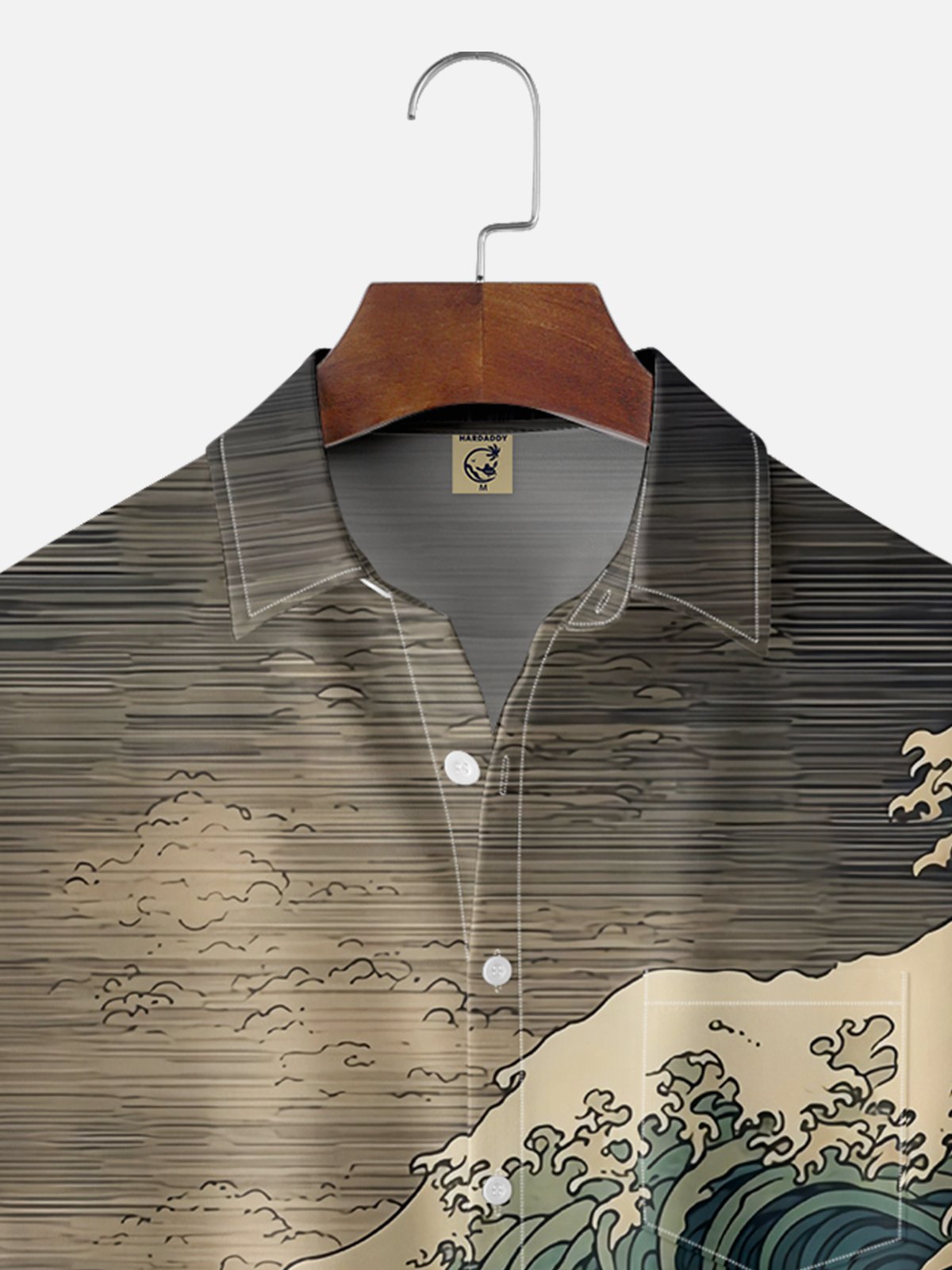 Moisture Wicking Ukiyo-e Surf Cat Chest Pocket Hawaiian Shirt