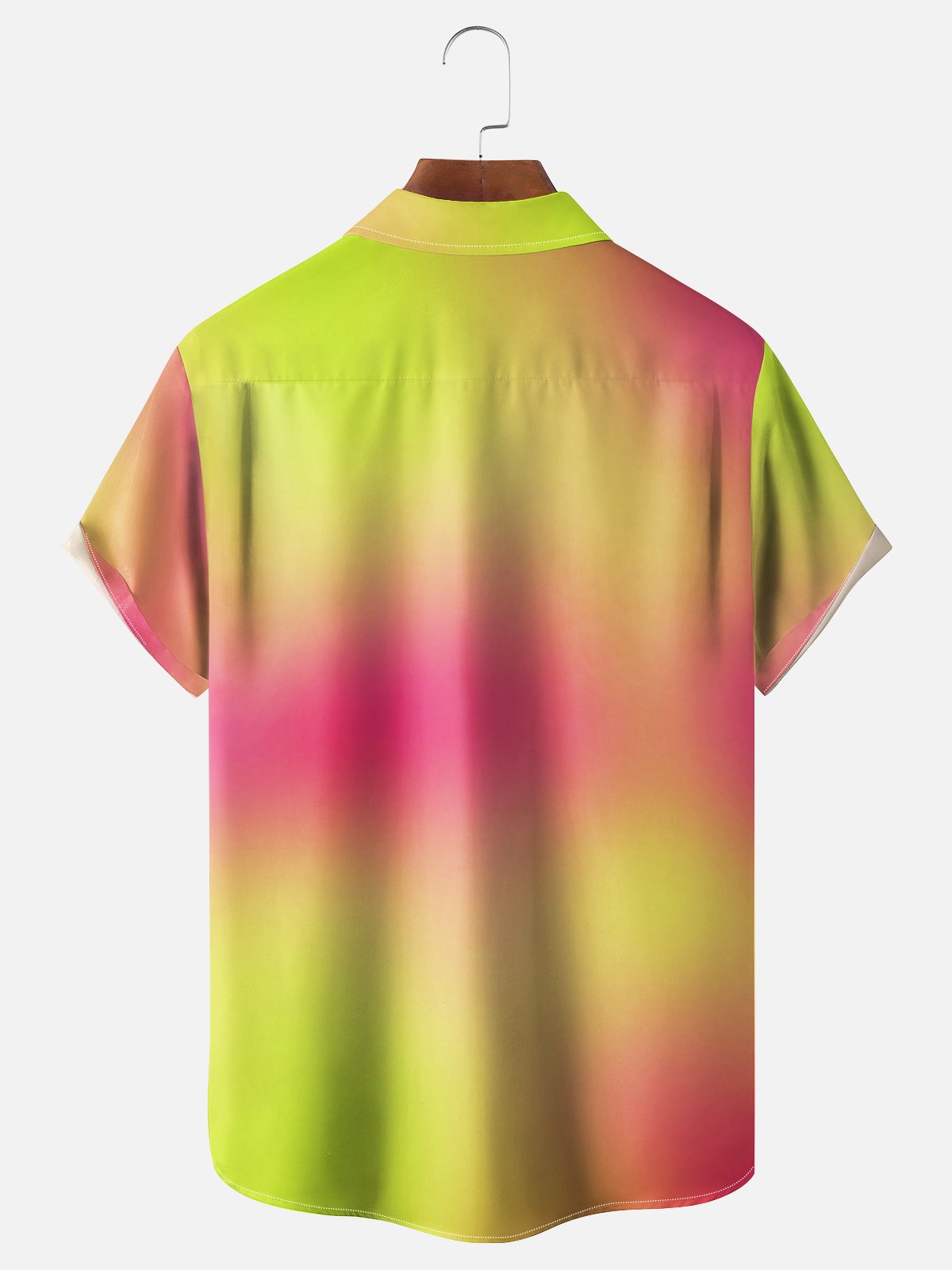 Flamingo Gradient Color Chest Pocket Short Sleeve Hawaiian Shirt