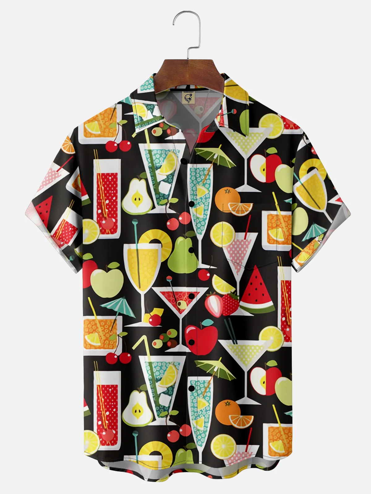 Cocktail Chest Pocket Short Sleeve Hawaiian Shirt
