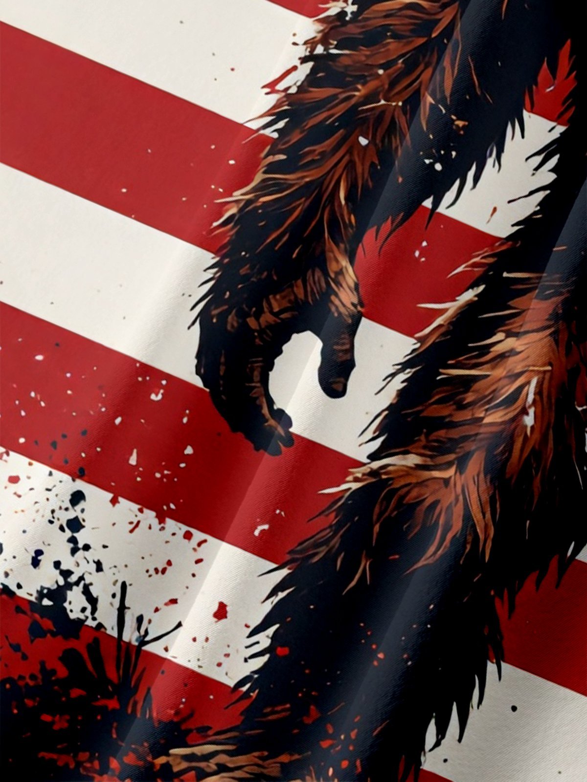 Moisture-Wicking Independence Day Gradient American Flag & Bigfoot Chest Pocket Hawaiian Shirt