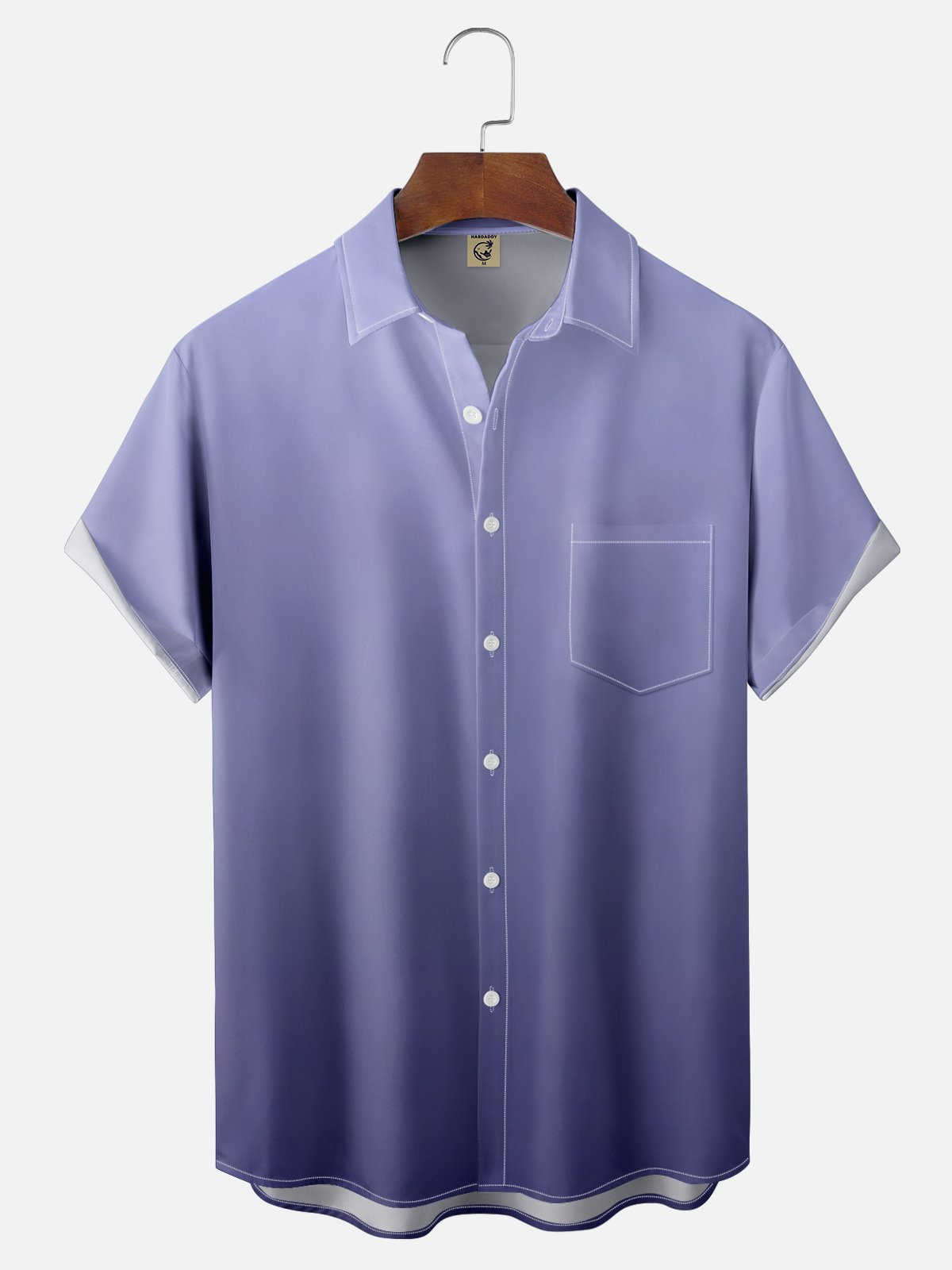 Tall Size Moisture-wicking Gradient Color Chest Pocket Hawaiian Shirt