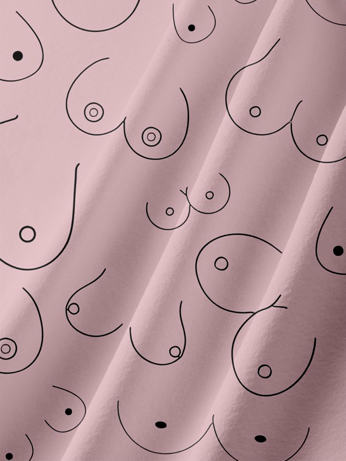 Moisture-wicking Abstract Line Drawing Chest Pocket Hawaiian Pink Boob Shirt For Men