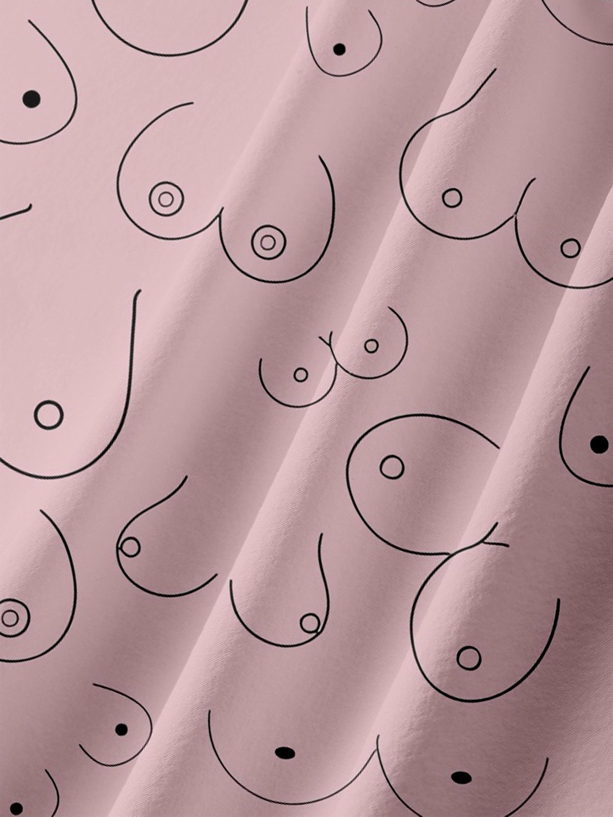 Moisture-wicking Abstract Line Drawing Chest Pocket Hawaiian Pink Boob Shirt For Men