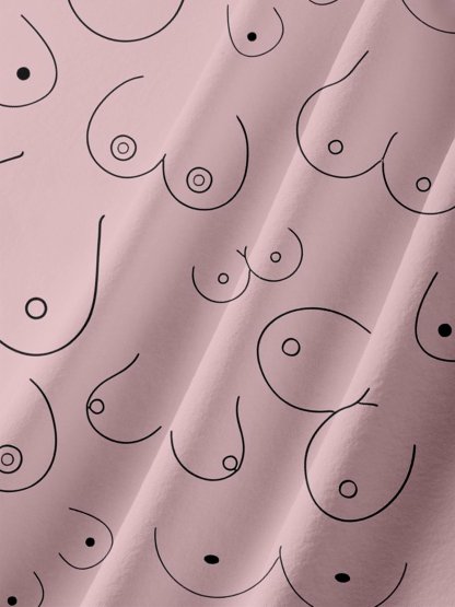 Moisture-wicking Abstract Line Drawing Chest Pocket Hawaiian Pink Boob Shirt For Men