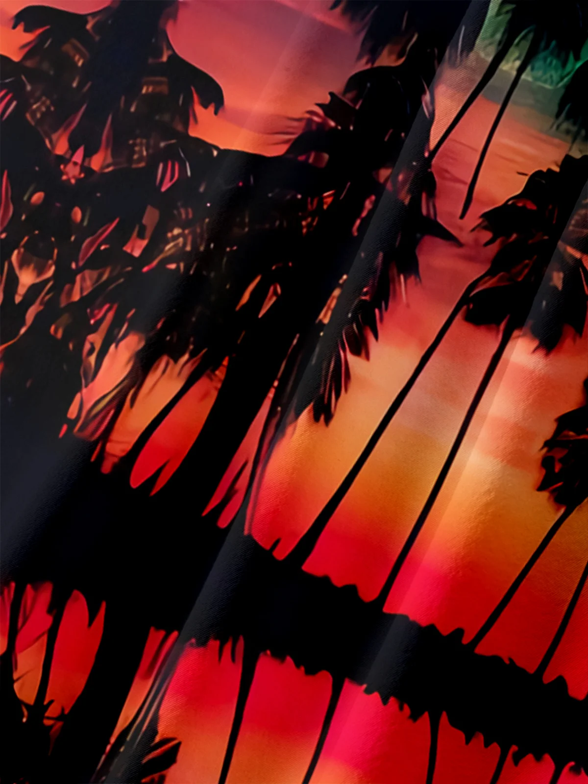 Moisture-wicking Palm Tree Chest Pocket Hawaiian Shirt