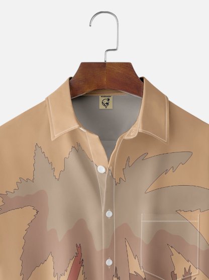 x Stephen Wade Moisture Wicking Seaside Coconut Tree Chest Pocket Hawaiian Shirt