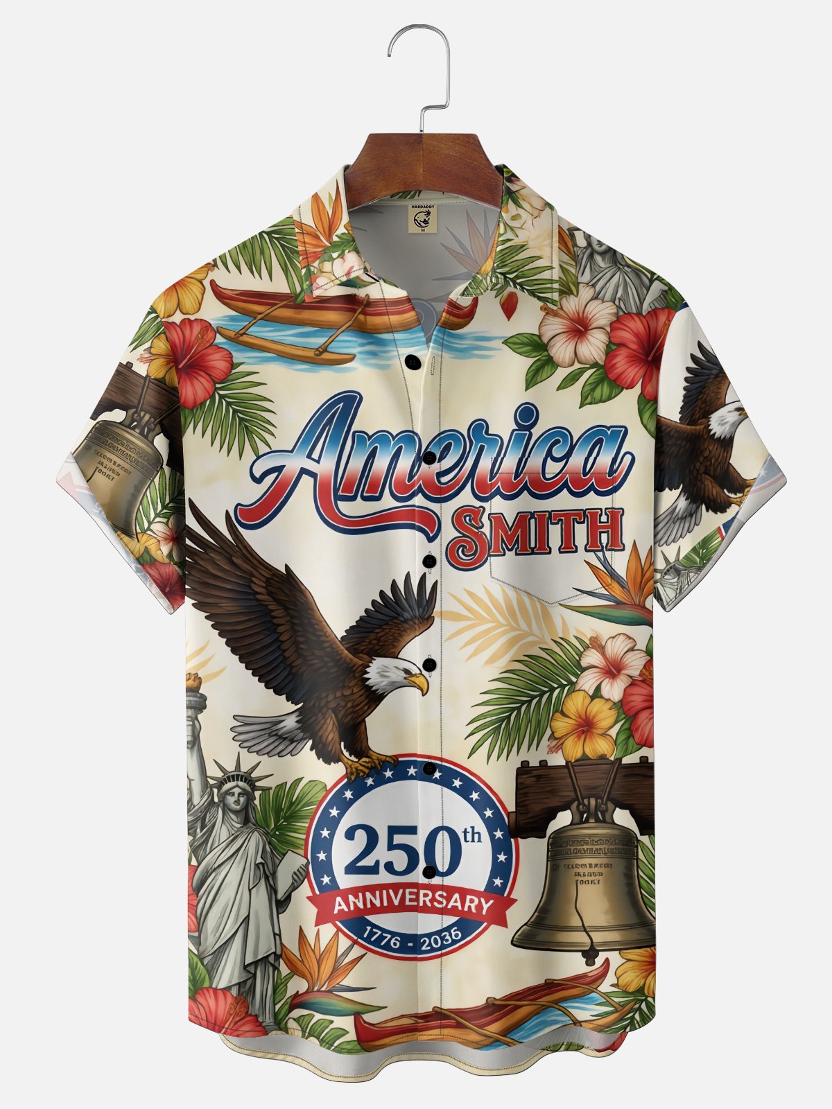 Moisture Wicking 250th Anniversary Of The United States Independence Day Chest Pocket Holiday Hawaiian Shirt