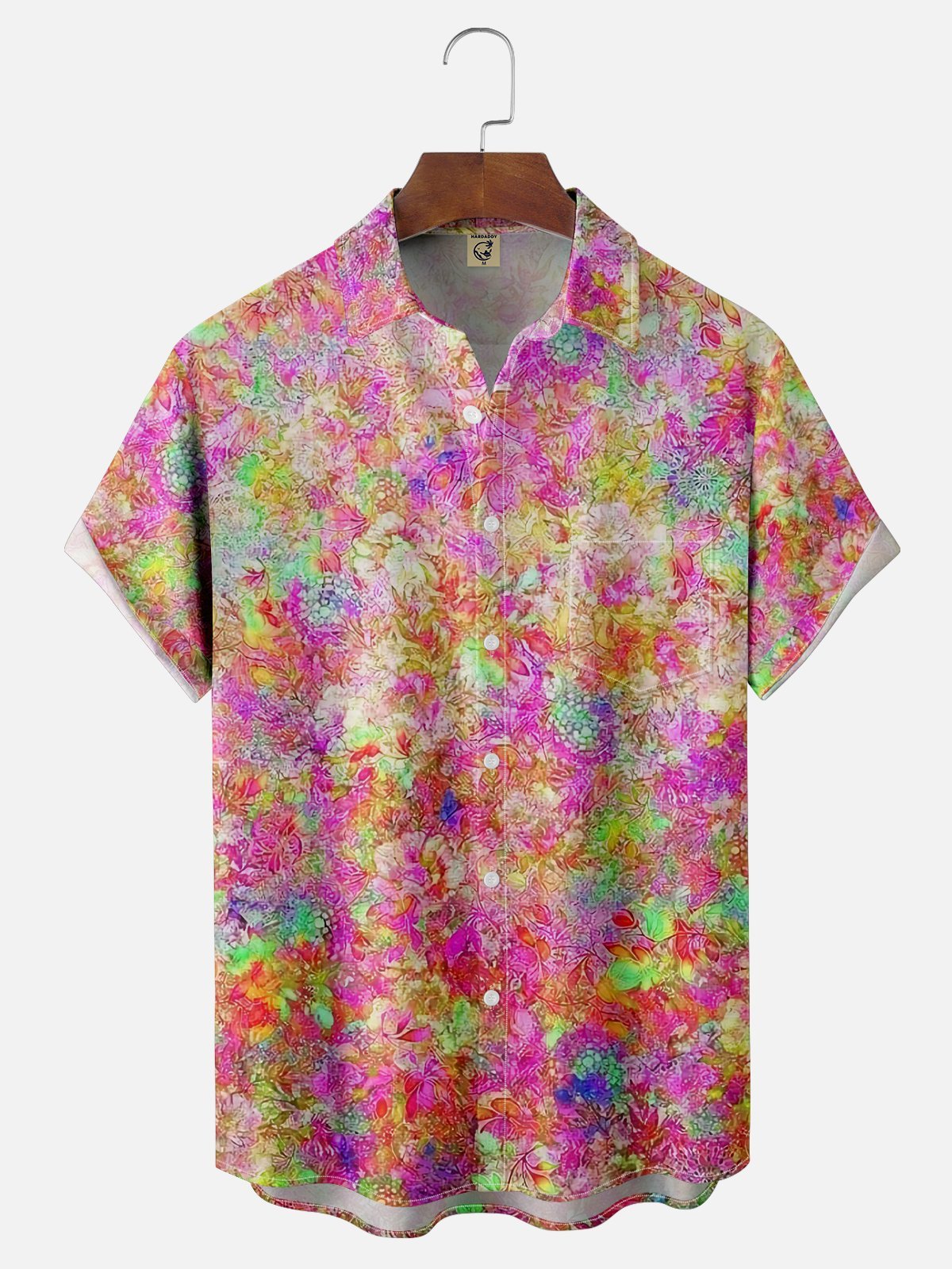 Moisture-wicking Art Floral Chest Pocket Hawaiian Shirt
