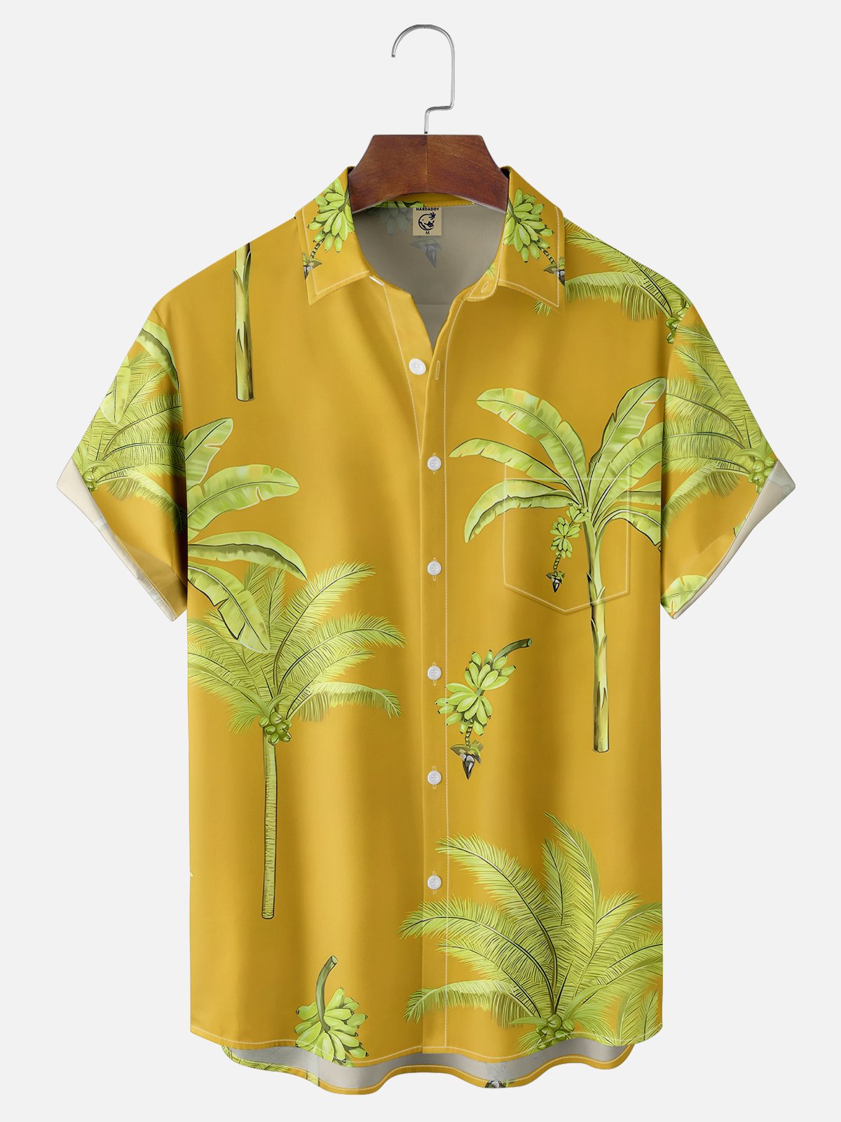 Moisture-wicking Fantasy Fun Banana Tree Chest Pocket Hawaiian Shirt