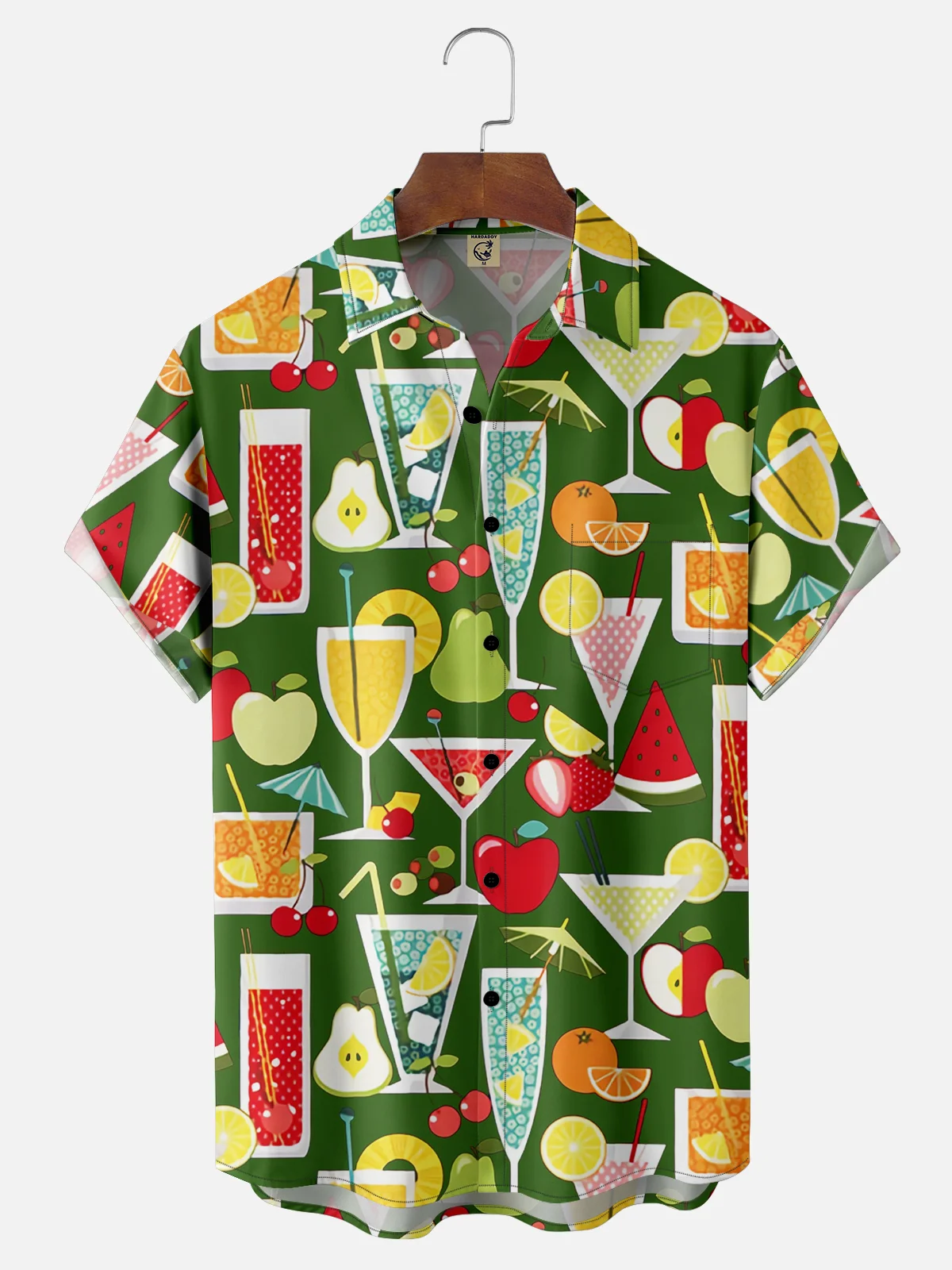 Cocktail Chest Pocket Short Sleeve Hawaiian Shirt