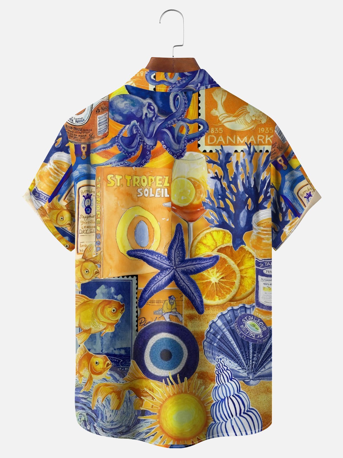 Moisture Wicking Ocean Chest Pocket Hawaiian Shirt