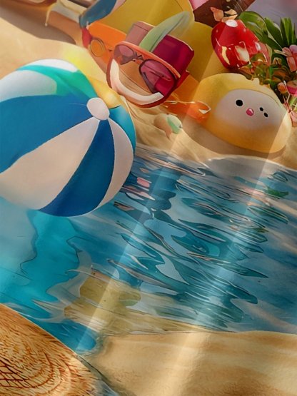 Moisture-wicking Fun Beach Scenery Art Youth Chest Pocket Hawaiian Shirt