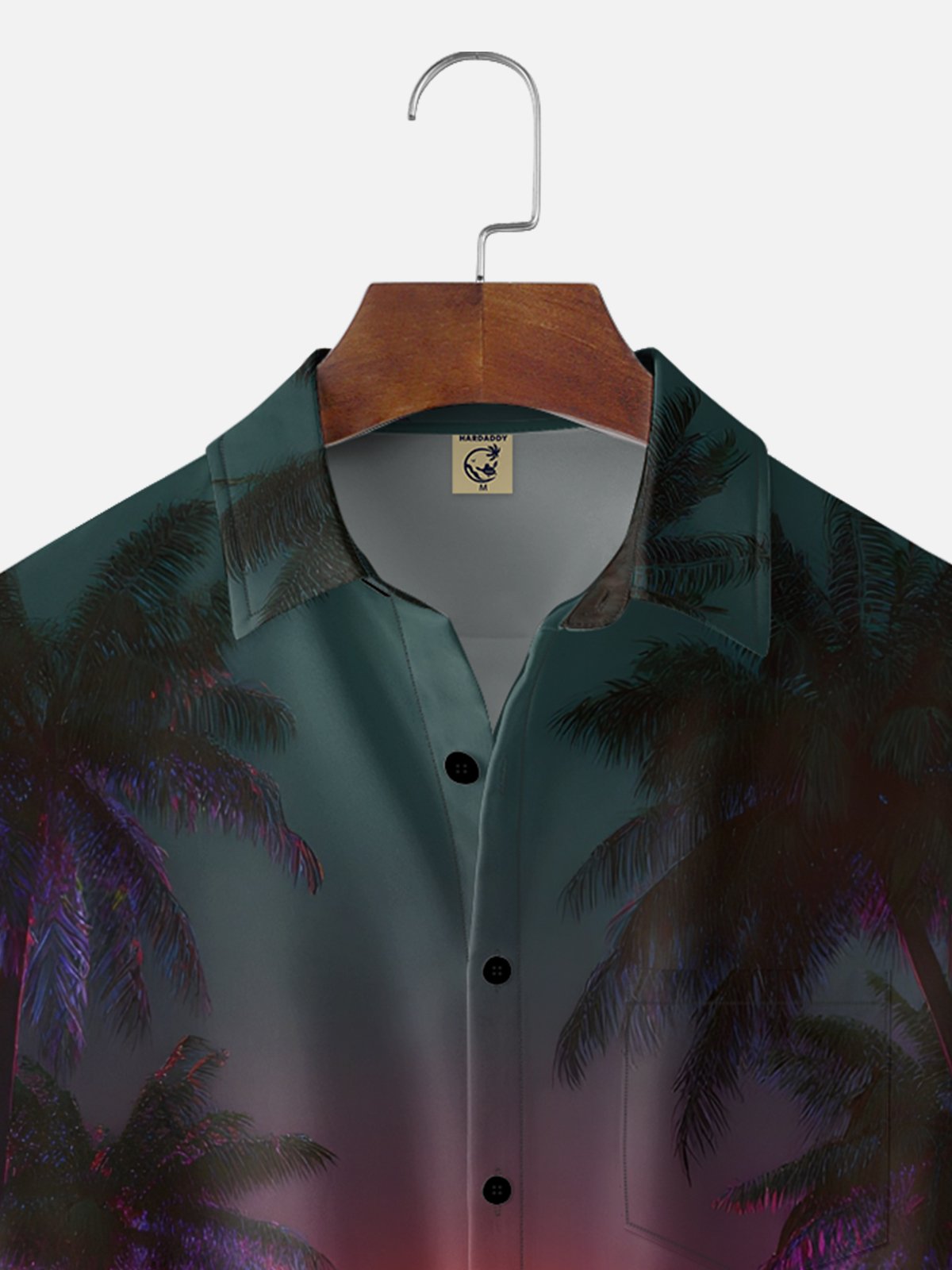 Moisture-wicking Coconut Tree Beach Chest Pocket Hawaiian Shirt