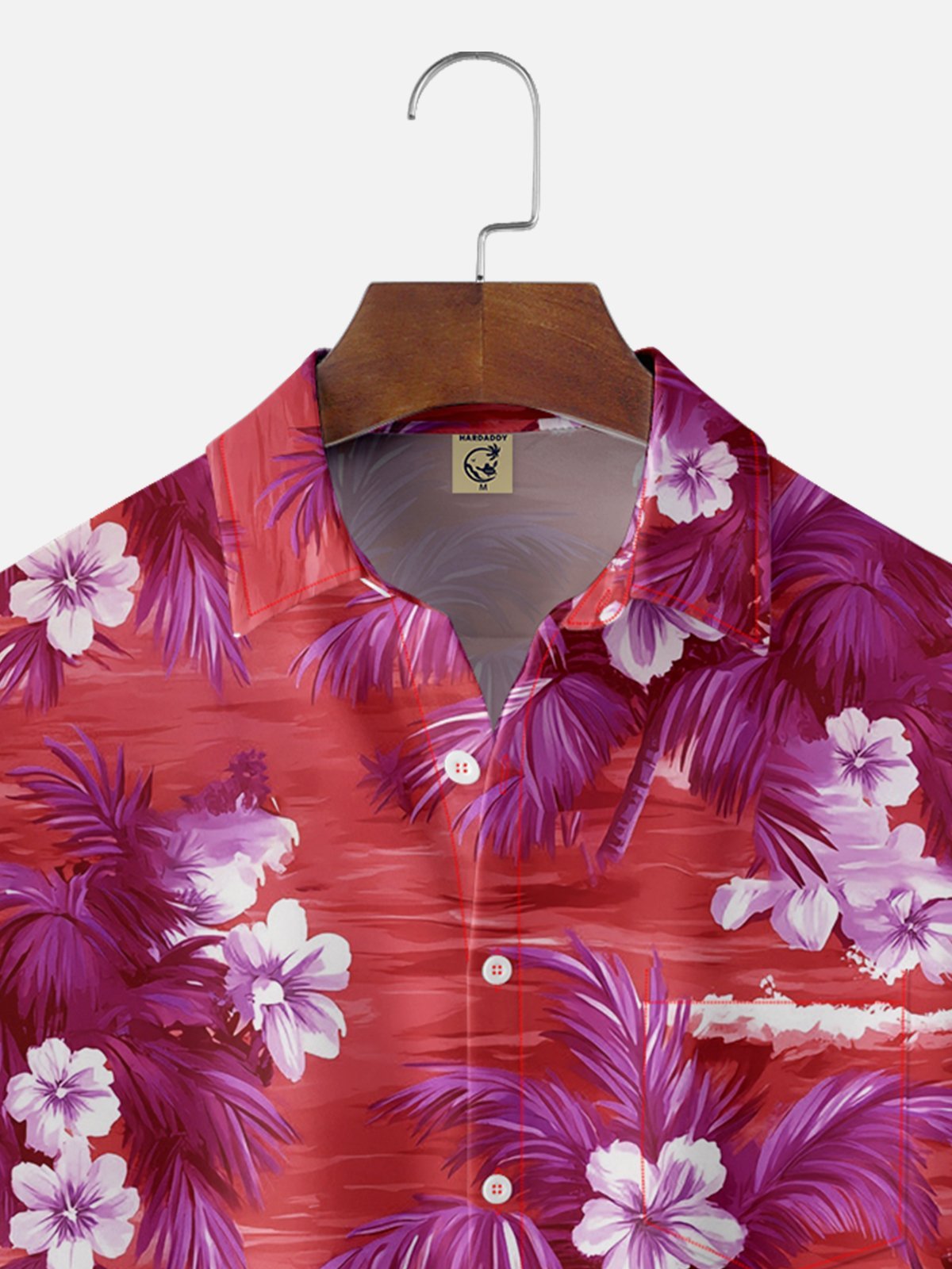 Moisture-wicking Tropical Palm Tree Floral Chest Pocket Hawaiian Shirt