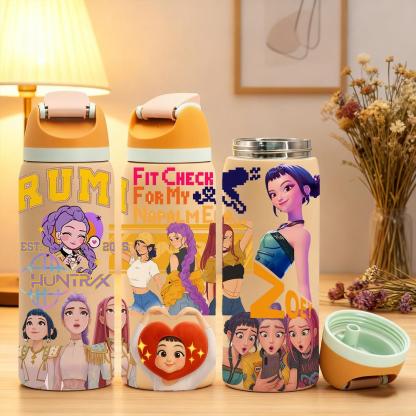 1Pc insulated mug, double wall skinny vacuum cup with leak-proof lid, hot cold drinks tumbler, hot 12 hours cold 24 hours, anime style print, stainless steel thermal travel mug, gift for women men, Christmas birthday holiday, Insulated Travel Drinkware