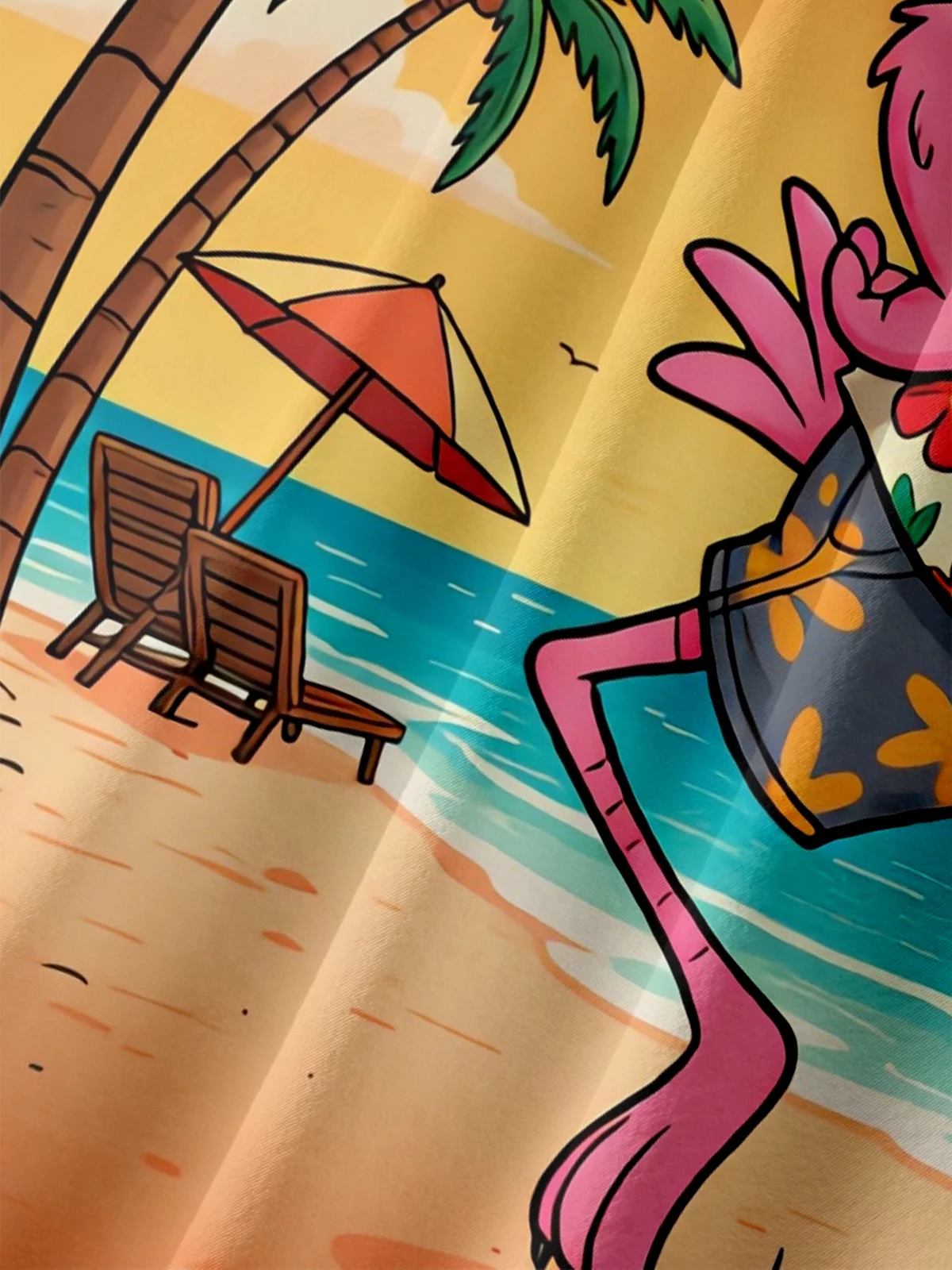 Moisture-Wicking Cinco de Mayo Themed  Flamingo & Beach Hat Pattern with Chest Pocket Hawaiian Shirt