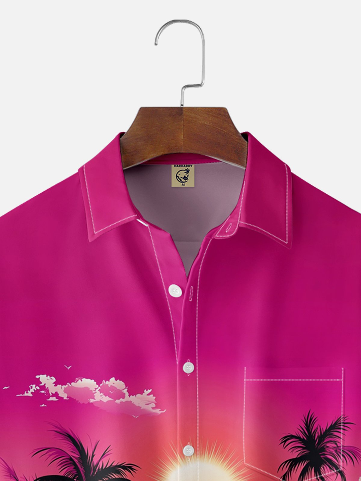 Moisture-wicking Tropical Palm Tree Chest Pocket Hawaiian Shirt