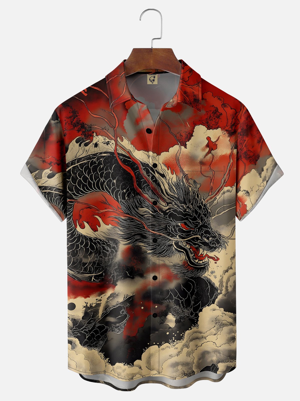 Moisture Wicking Ukiyo-e Dragon Chest Pocket Hawaiian Shirt