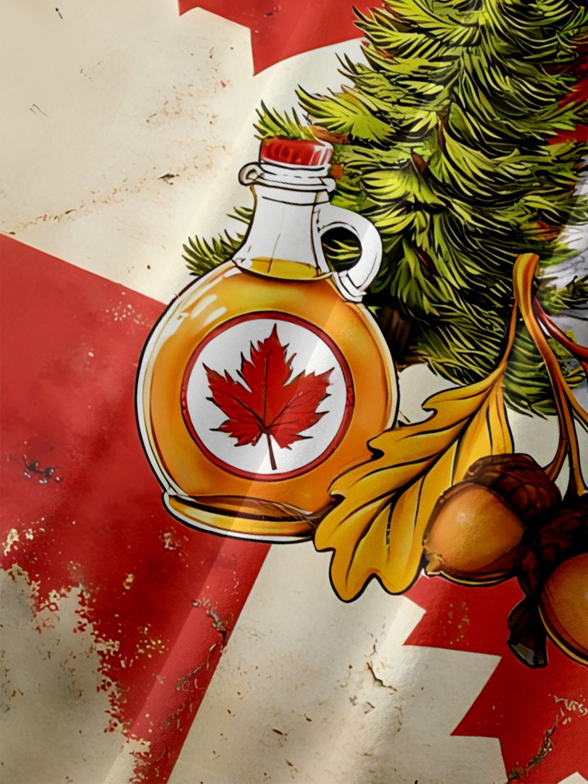 Moisture-Wicking Canadian Heritage Maple Leaf Flag Beaver Moose Pattern Chest Pocket Hawaiian Shirt
