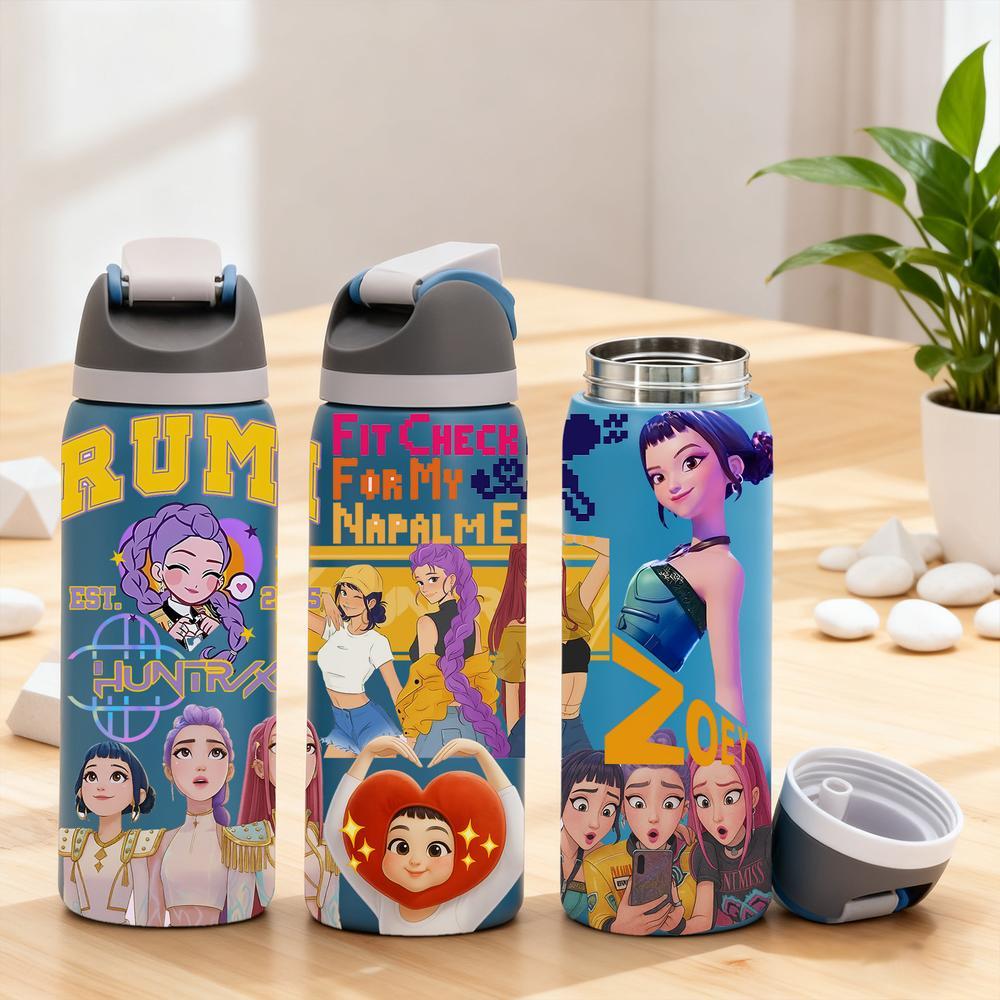 1Pc insulated mug, double wall skinny vacuum cup with leak-proof lid, hot cold drinks tumbler, hot 12 hours cold 24 hours, anime style print, stainless steel thermal travel mug, gift for women men, Christmas birthday holiday, Insulated Travel Drinkware