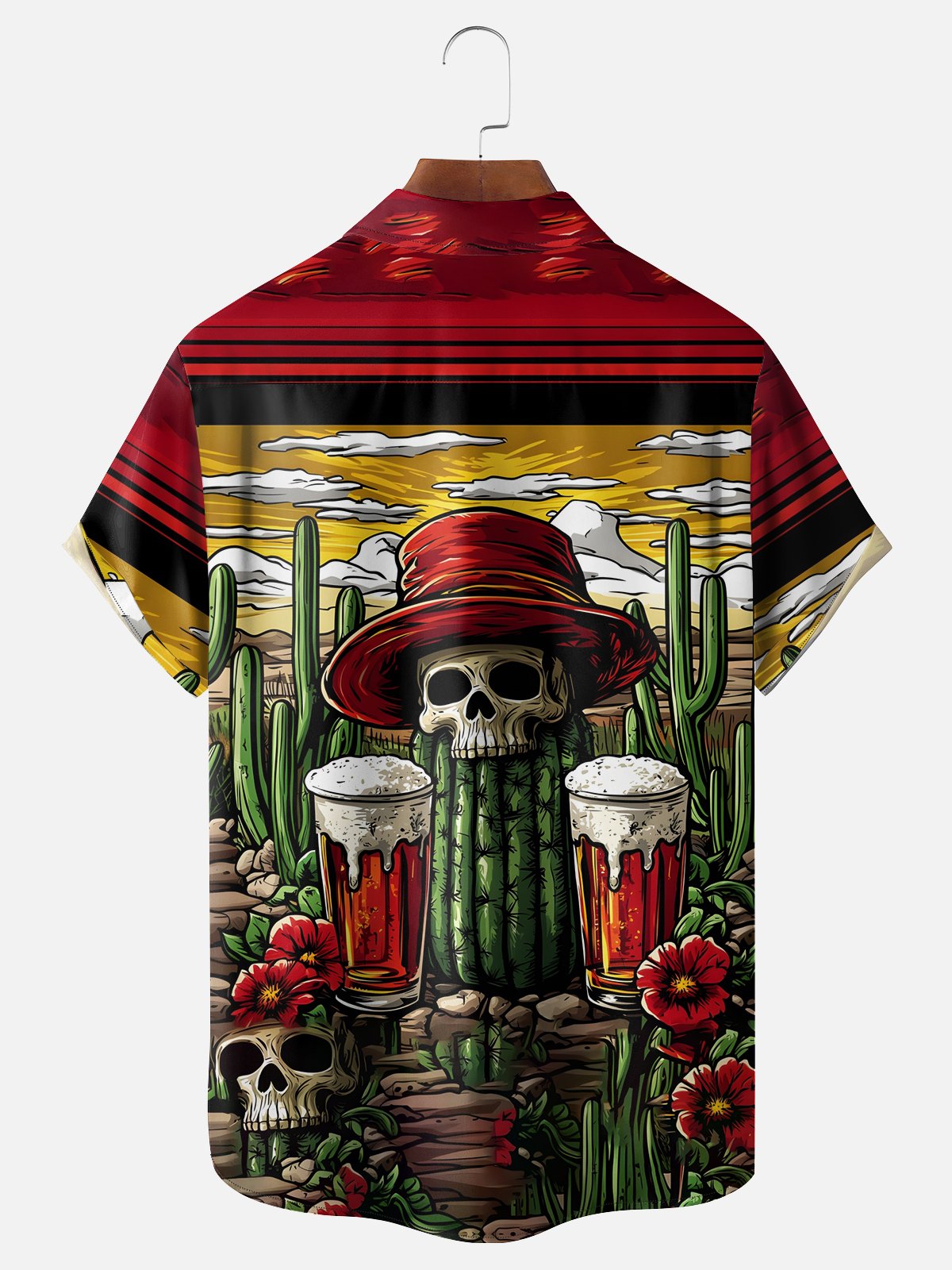 Moisture-wicking Cinco de Mayo Day of the Dead Mexican Skull Beer Chest Pocket Casual Shirt