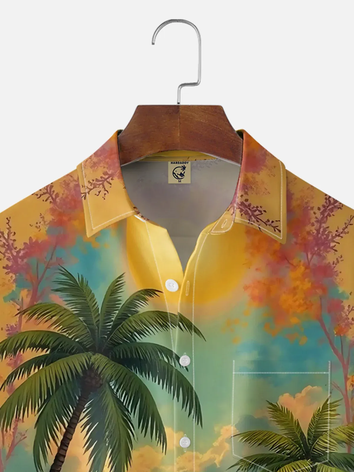 Moisture-wicking Dream Beach Vacation Scenery Chest Pocket Hawaiian Shirt
