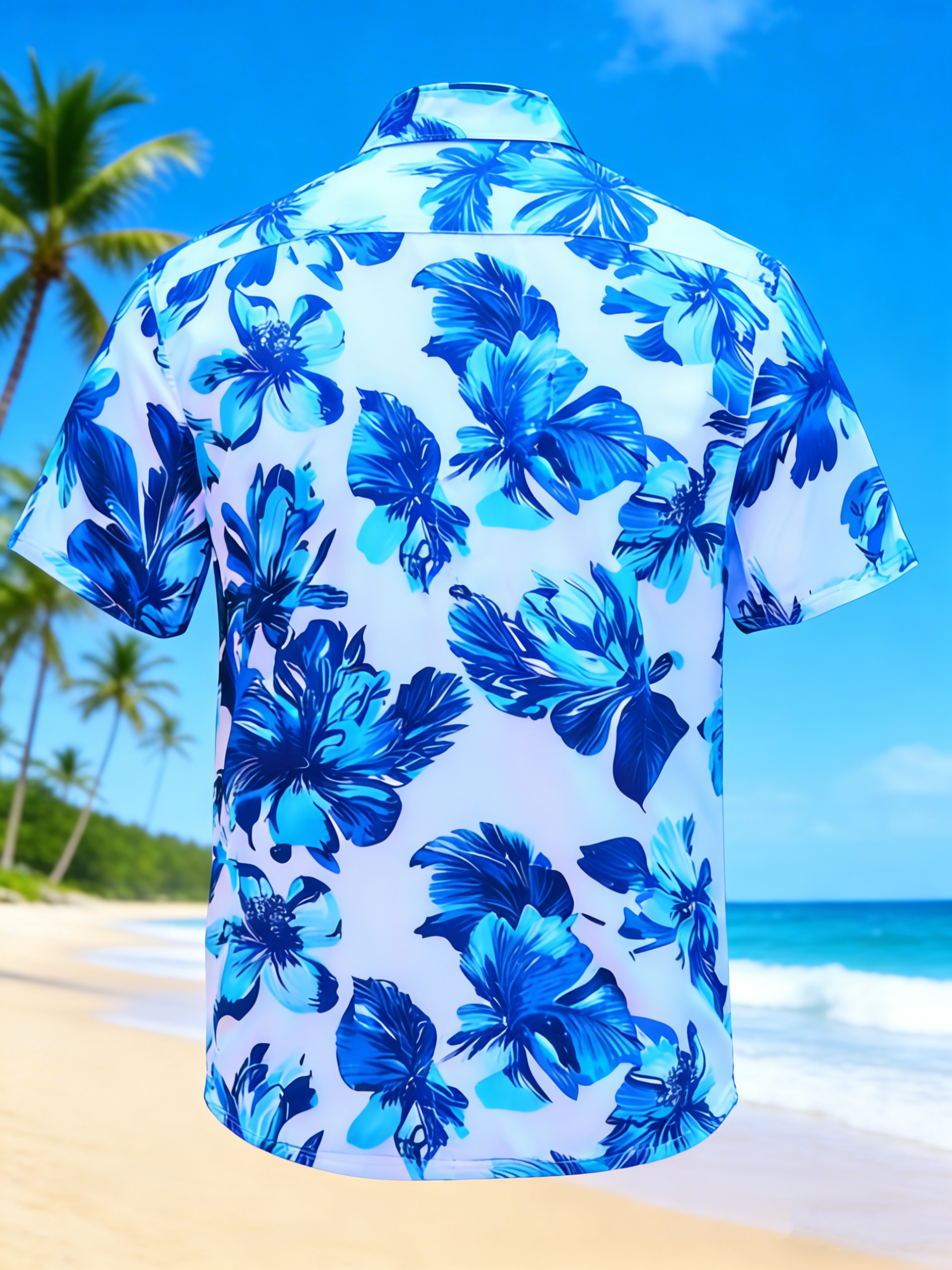 Moisture-wicking Floral Chest Pocket Hawaiian Shirt