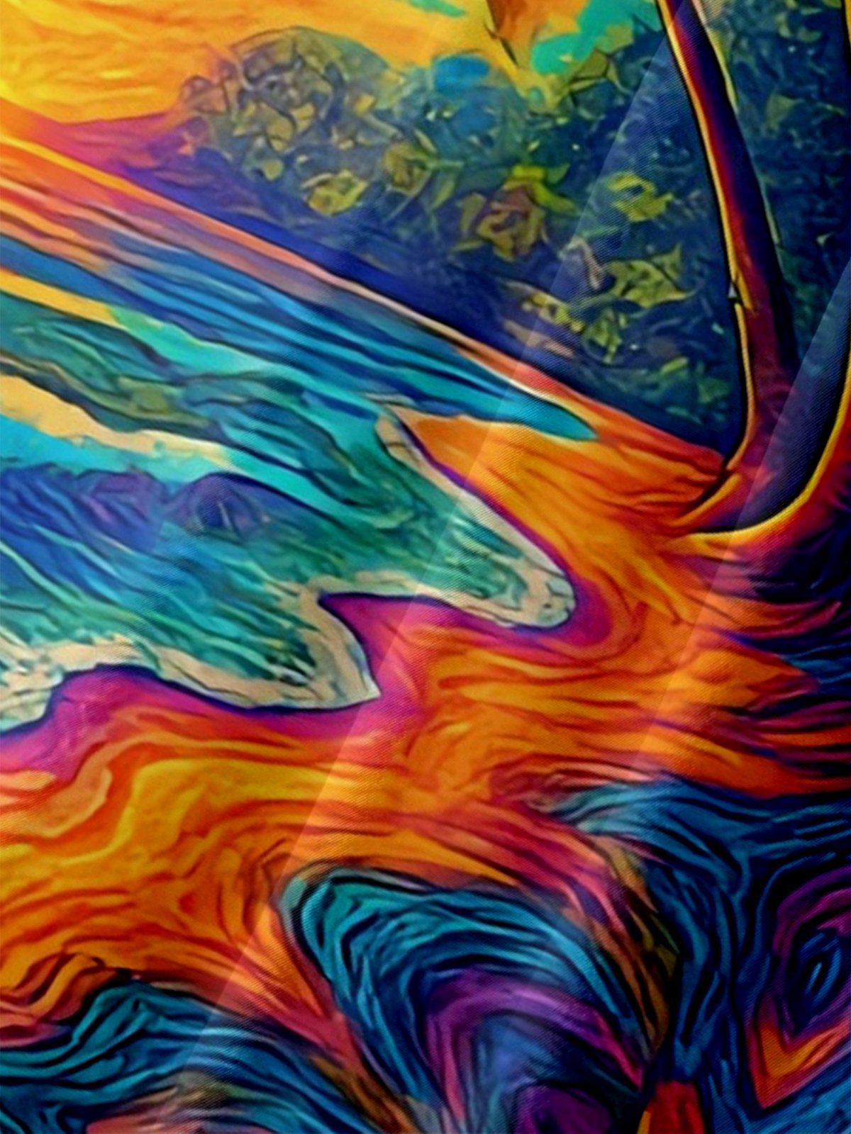 x Synthetic Waveforms Moisture Wicking Artistic Ombre Coconut Tree Beach Chest Pocket Hawaiian Shirt