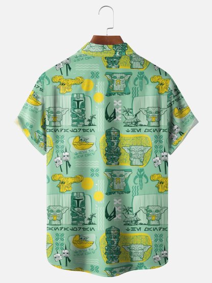 Moisture-wicking Traditional Tiki Star Chest Pocket Hawaiian Shirt