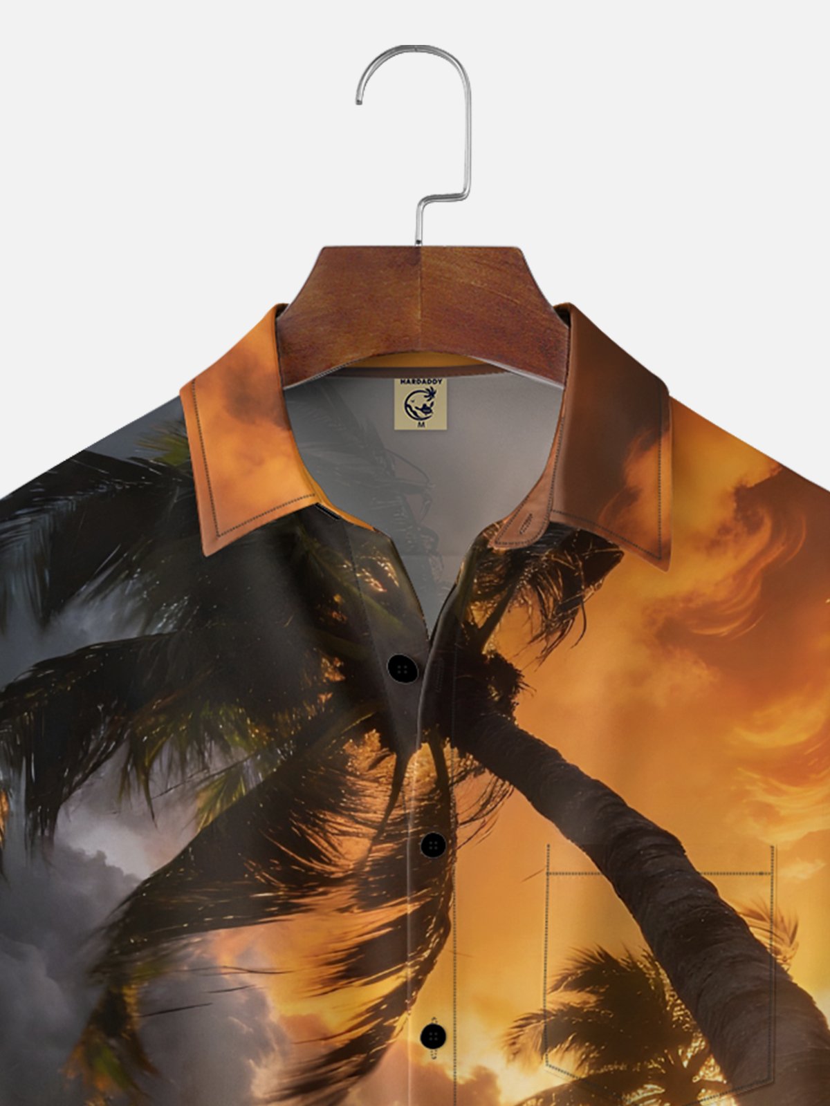 Moisture-wicking Coconut Tree Beach Chest Pocket Hawaiian Shirt