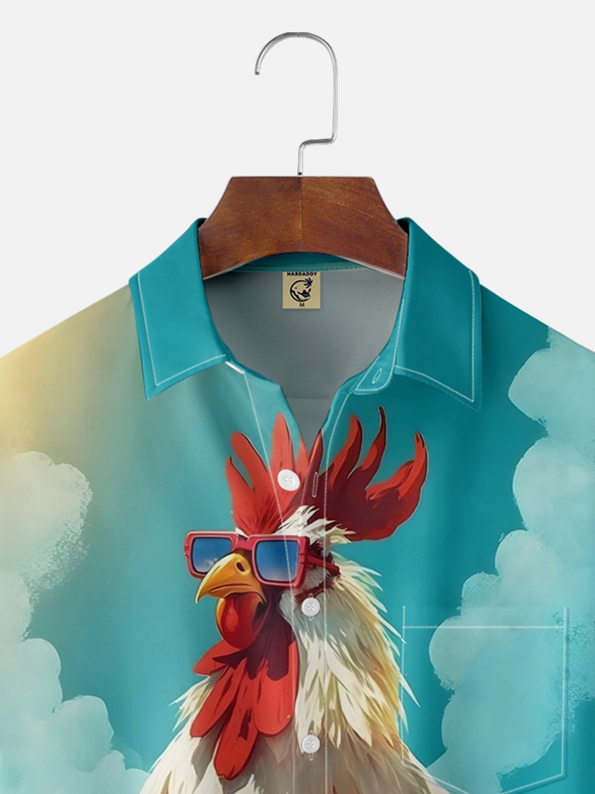 Moisture-wicking Beach Fun Chicken Chest Pocket Hawaiian Shirt