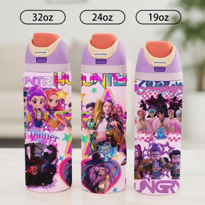 1 Pc 19/24/32oz insulated mug, double wall skinny vacuum cup with leak-proof lid, hot cold drinks tumbler, keeps hot 12 hours cold 24 hours, anime style colorful print, stainless steel thermal travel mug, insulated travel drinkware, birthday holiday