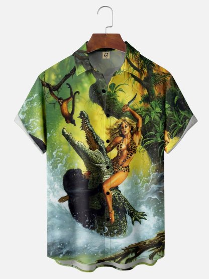 Moisture Wicking Alligator Beauty Battle Hawaiian Shirt