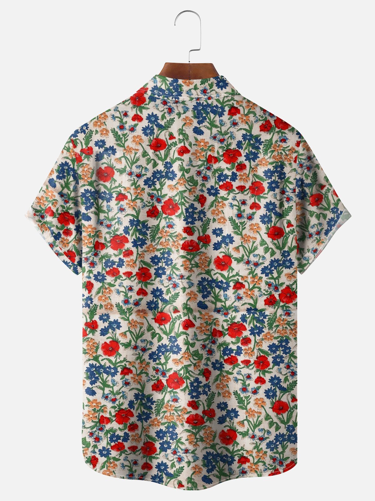 Moisture-wicking Floral Chest Pocket Hawaiian Shirt