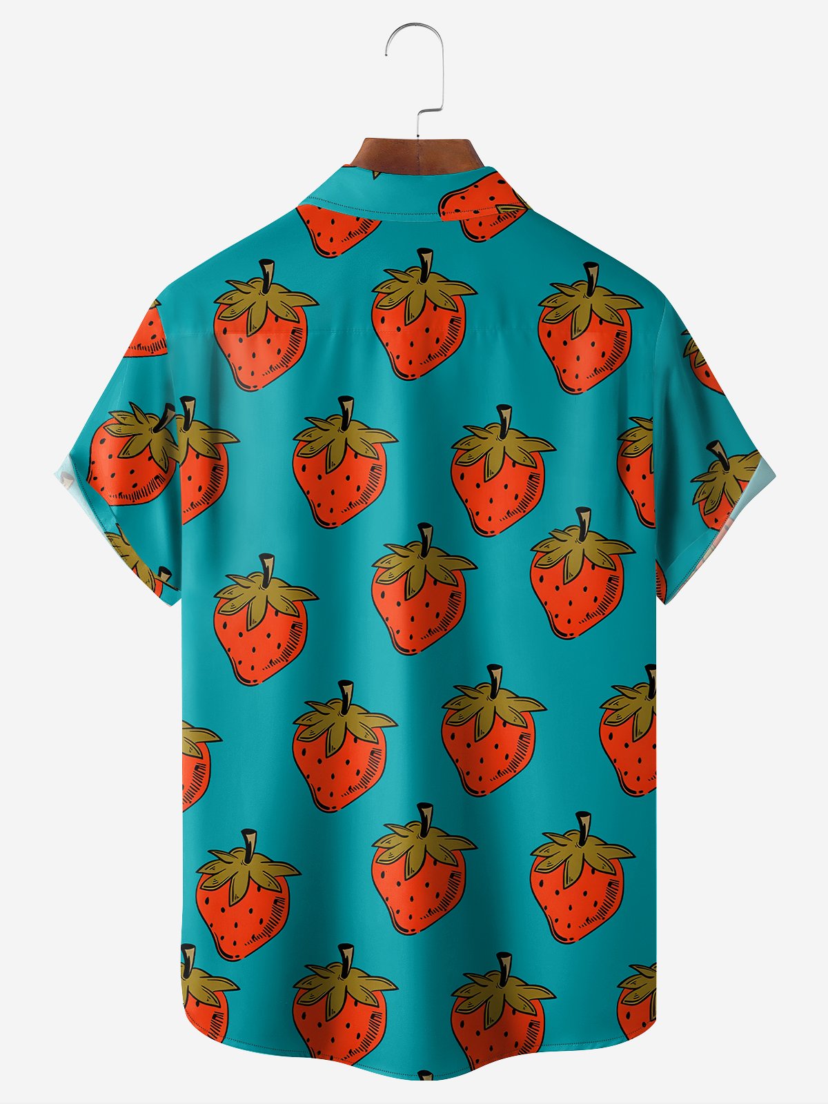 Moisture-wicking Breathable Strawberry Chest Pocket Hawaiian Shirt