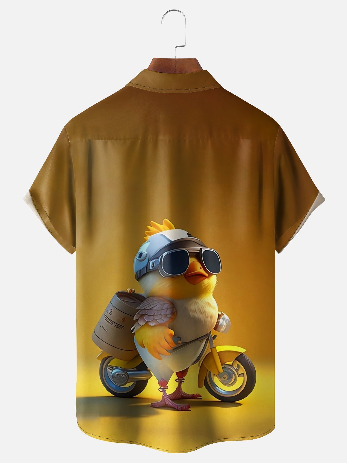 Moisture-wicking Bicycle Chicken Chest Pocket Hawaiian Shirt