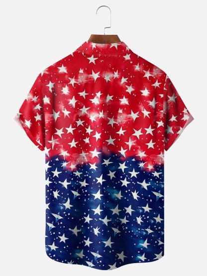 Moisture-wicking American Independence Day Memorial Day Pig Chest Pocket Casual Shirt