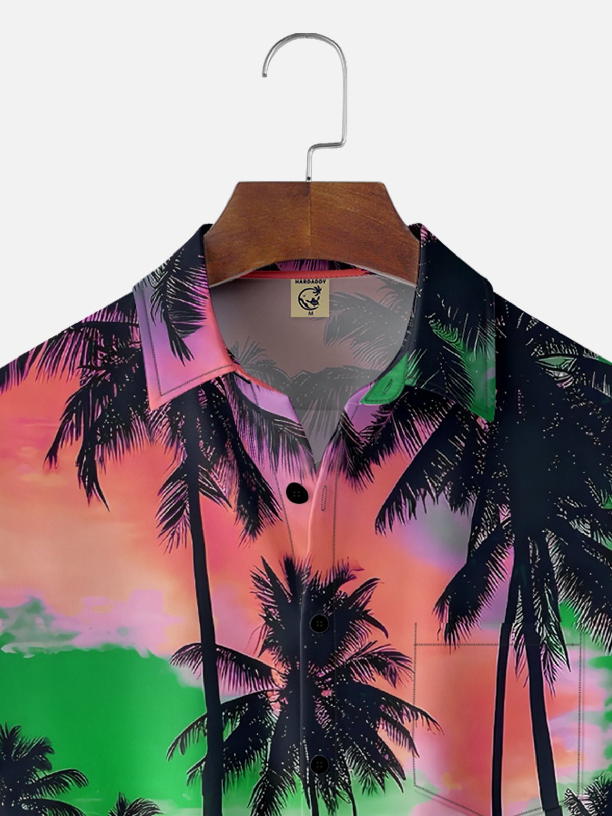 Moisture-wicking Beach Sunset Coconut Tree Chest Pocket Hawaiian Shirt