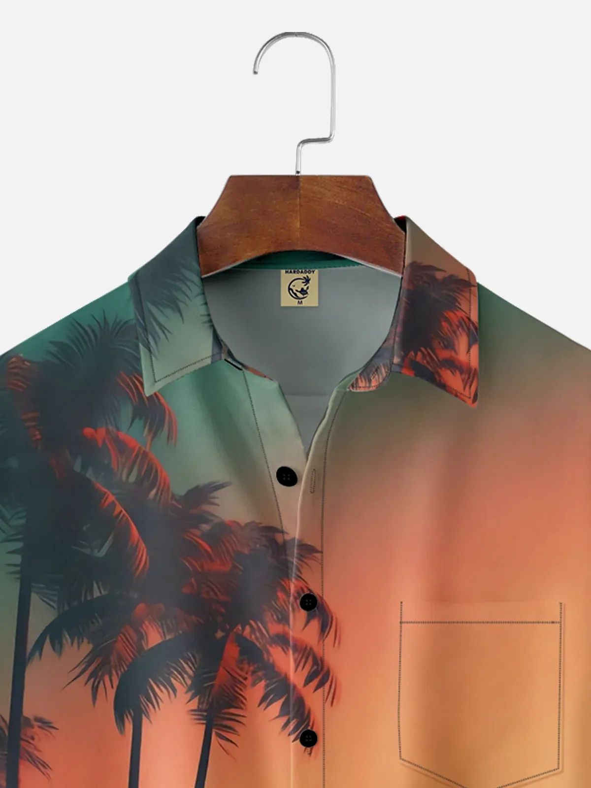 Moisture-wicking Palm Tree Chest Pocket Hawaiian Shirt