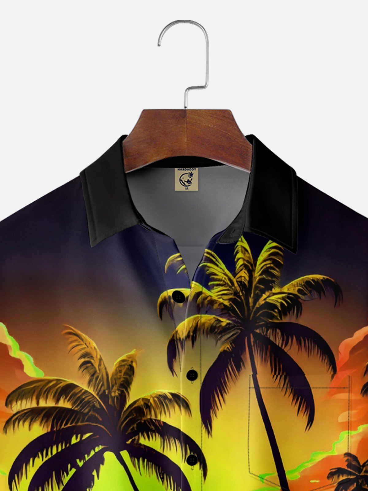 Moisture-wicking Coconut Palm Tree Beach Chest Pocket Hawaiian Shirt
