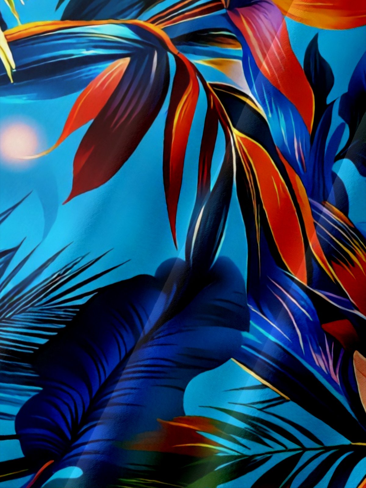 Moisture-wicking Tropical Palm Tree Chest Pocket Hawaiian Shirt