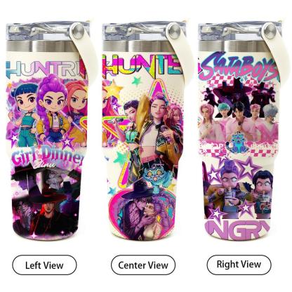 1 Pc 30oz insulated mug, double wall skinny vacuum cup with leak-proof lid, hot cold drinks tumbler, keeps hot 12 hours cold 24 hours, anime style colorful print, stainless steel thermal travel mug, gift for women men, Christmas birthday holiday present