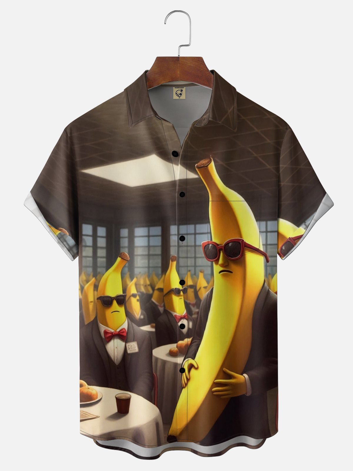 Moisture Wicking Fun Suit Banana Gentlemen Party Chest Pocket Holiday Hawaiian Shirt