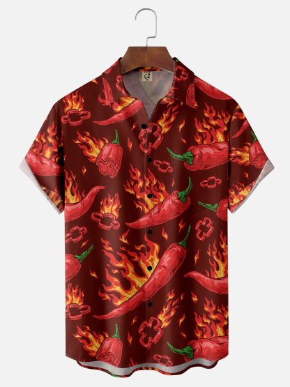 Moisture-wicking Cinco de Mayo Chili Mexican Culture Chest Pocket Casual Shirt