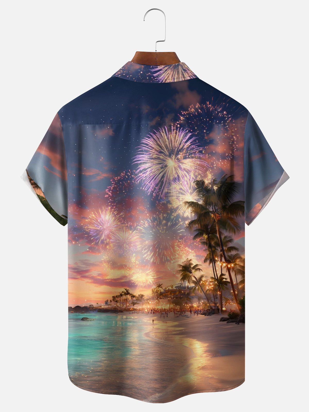 Moisture-wicking Coconut Tree Beach Chest Pocket Hawaiian Shirt