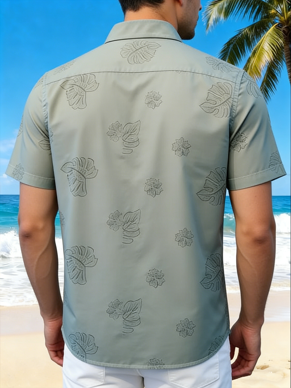 Moisture-Wicking Botanical Floral Chest Pocket Holiday Hawaiian Shirt