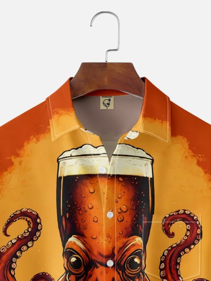 Moisture Wicking Oktoberfest Octopus Chest Pocket Hawaiian Shirt