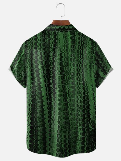 Moisture-wicking Abstract Art Chest Pocket Hawaiian Shirt