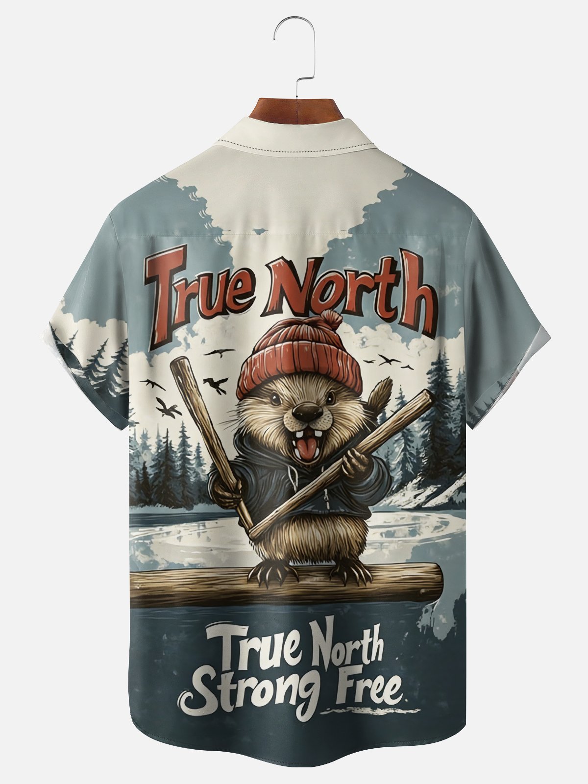 Moisture Wicking Canada Day Beaver Chest Pocke Holiday Hawaiian Shirt